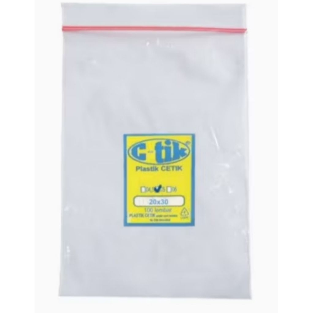 Plastik Klip CTik Ecer Satuan per Lembar Ziplock 20 x 30 cm Cetik C-tik Ctik 40 Micron per  - Lebih 