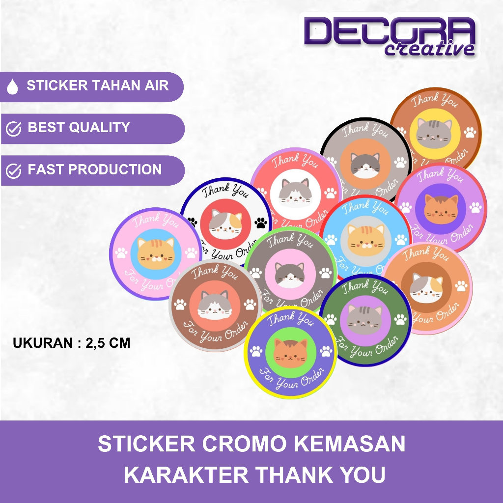 

(100 PCS) STICKER THANK YOU | STICKER KEMASAN TERIMA KASIH | STICKER SELAMAT MENIKMATI | STICKER THANK YOU CAT KUCING
