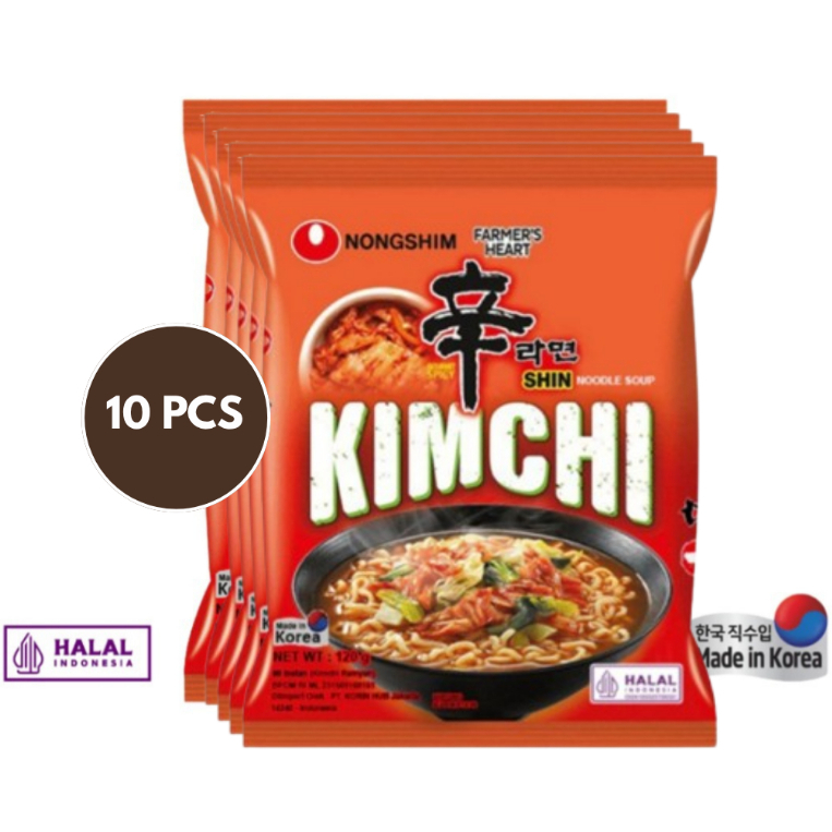 

[BUNDLING 10 PCS] SHIN KIMCHI 120gr (MIE KUAH RASA KIMCHI ASLI) HALAL - NONGSHIM [IMPORT KOREA]