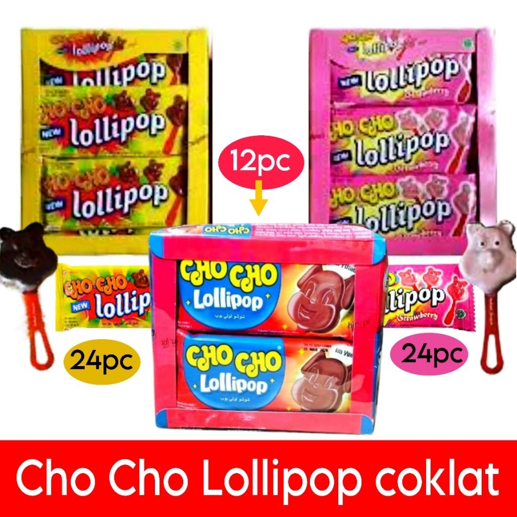 

Cho Cho Lollipop coklat compound stroberi