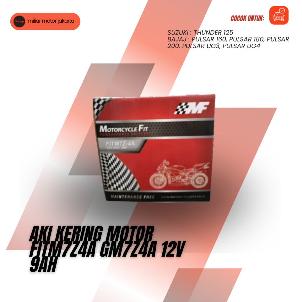Aki Kering Motor FITM7Z4A GM7Z4A 12V 9Ah Suzuki Thunder Bajaj Pulsar 160 180