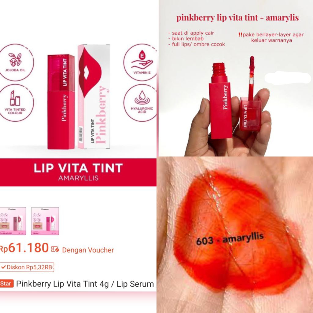Lipstick Pinkberry Lip Vita Tint 603 Amaryllis