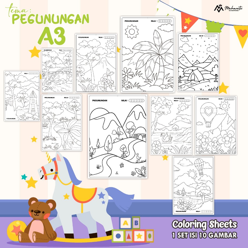 

KERTAS MEWARNAI EDUKASI ANAK TEMA PEGUNUNGAN READY STOCK - COLORING SHEET ISI 10 LEMBAR UKURAN A3