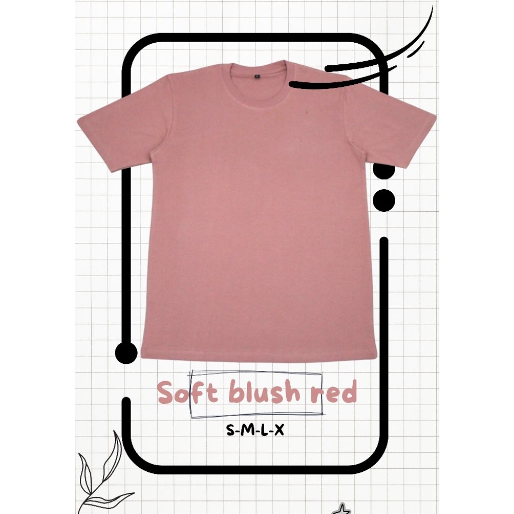 kaos polos lengan pendek premium 24s soft blush red