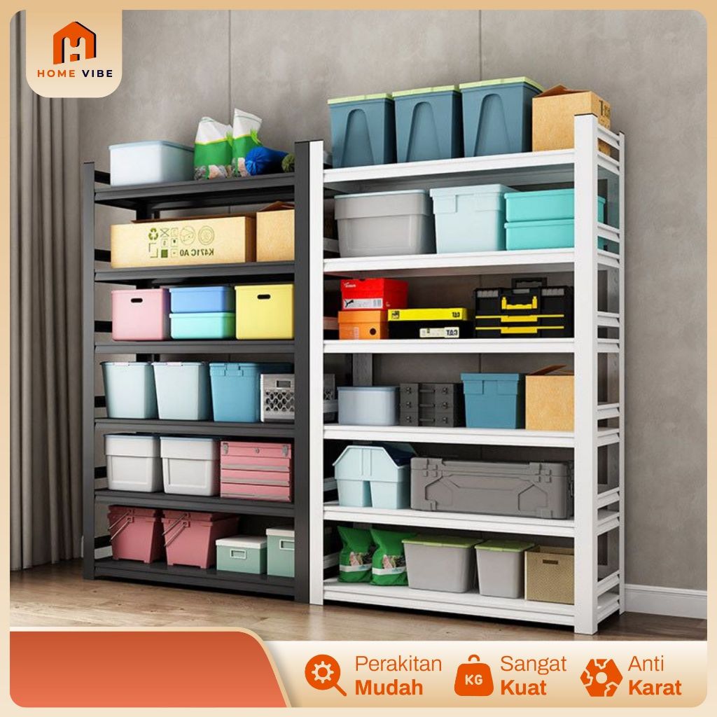 Rak Besi Siku 3-5 Susun 100% Besi Rak Gudang Rak Serbaguna Rak Dapur Rak Aquarium Rak Besi Siku