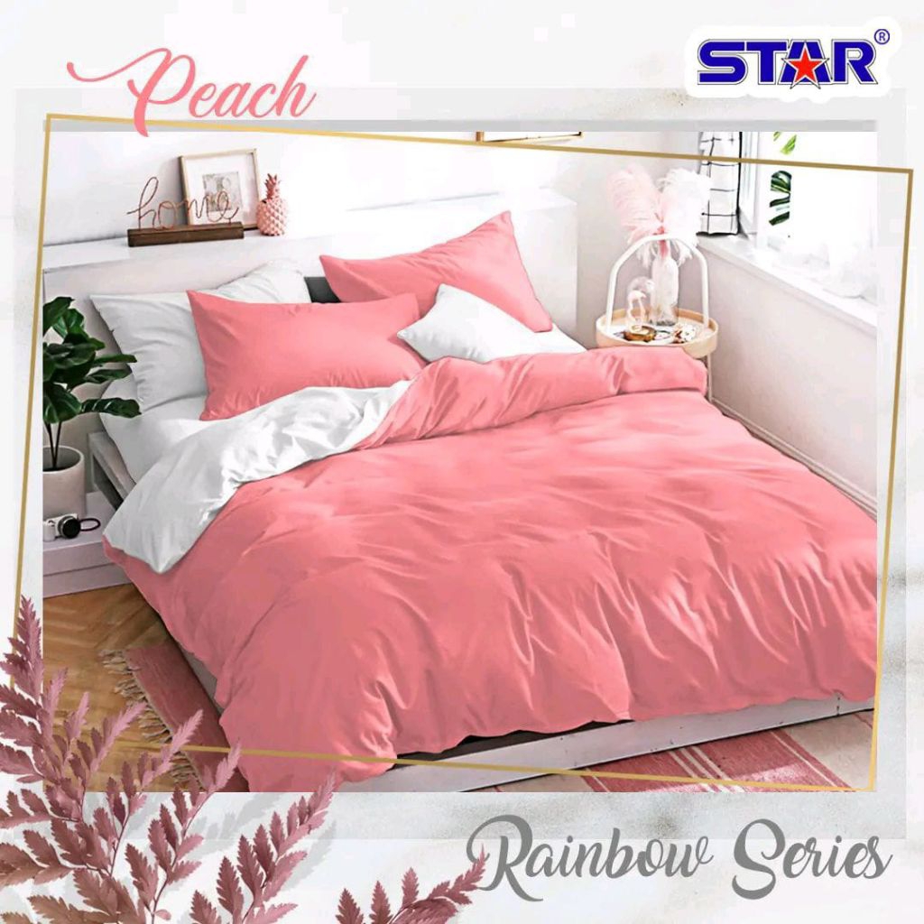 SPREI KATUN POLOS + ANTI GESER KATUN CVC STAR PREMIUM POLOSAN WARNA PEACH & BLUSH UK 90x200 / 100x20