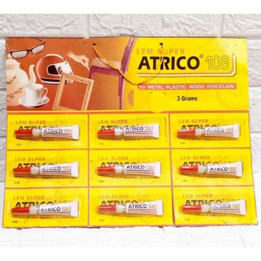 

Lem atrico isi 12 pcs lem untuk bahan metal plastic, wood, porcelein