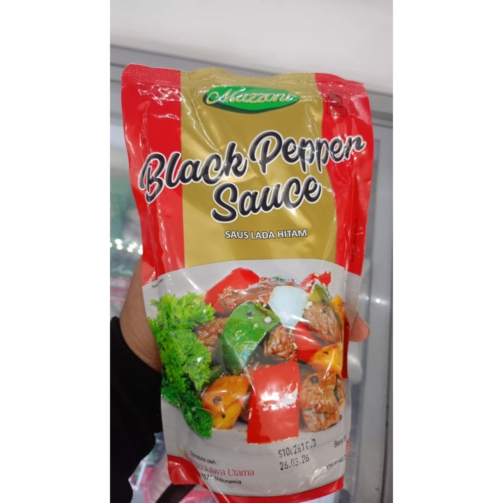 

Mazzoni Blackpepper sauce | Saus Lada Hitam 1 kg Low Msg Halal