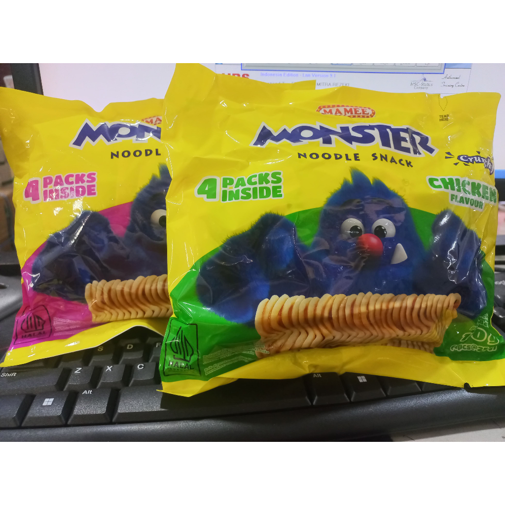 

[HALAL] Mamee Monster Noodle Snack Chicken / BBQ 100gr (isi 4pc)