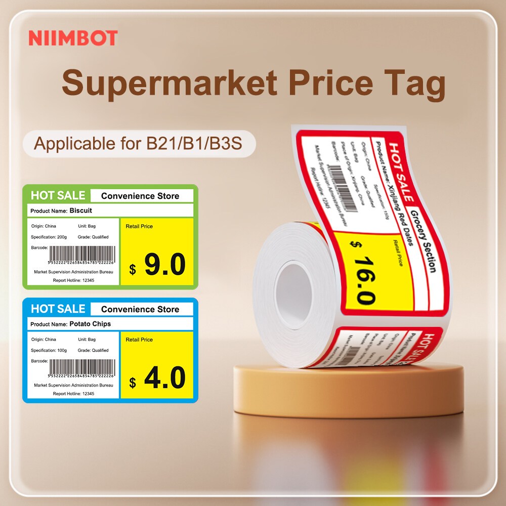 

NIIMBOT B1/B21/B3S, Kertas Label Termal Barcode Berkualitas Tinggi, Kertas Label Ramah Lingkungan