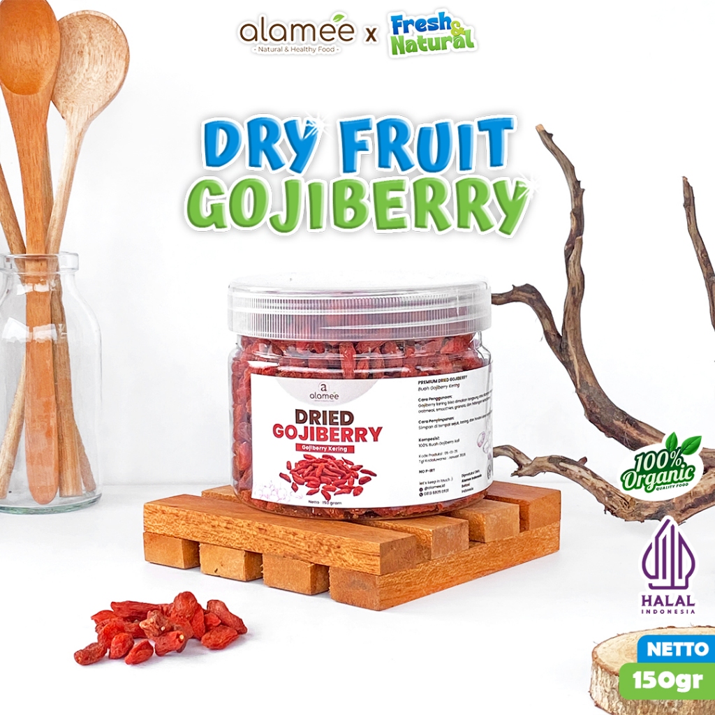 

ALAMEE Gojiberry Kering Cemilan Buah Sehat Rendah Kalori Dried Gojiberry Buah Kici Kering 150gr fresh and natural