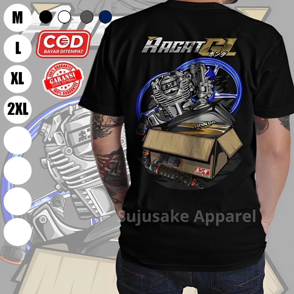 Baju Kaos Atasan Pria Ragat Honda Gank Herex Gl 100 Gl100 Max Pro Distro Original Murah Keren Bahan 