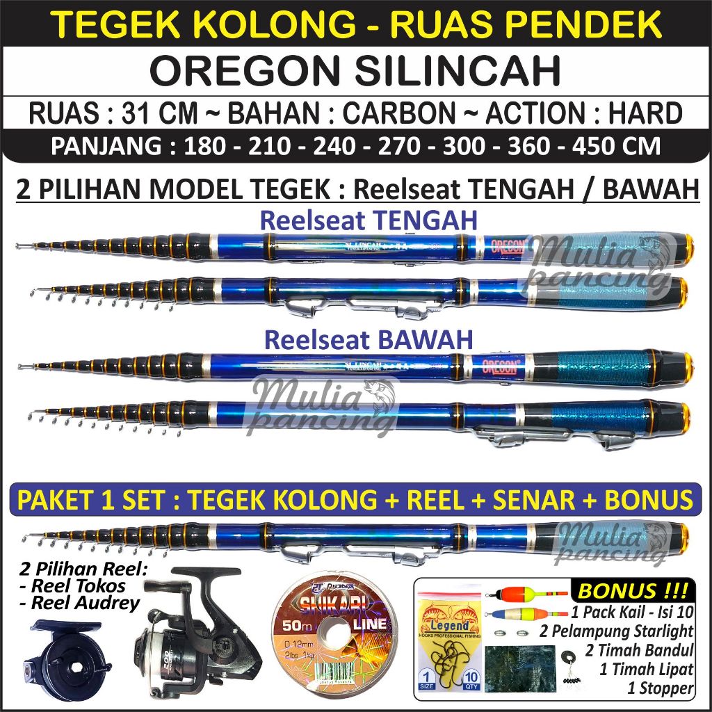 TEGEK KOLONG OREGON SILINCAH - CARBON - ACTION HARD - 180 210 240 270 300 360 450 CM