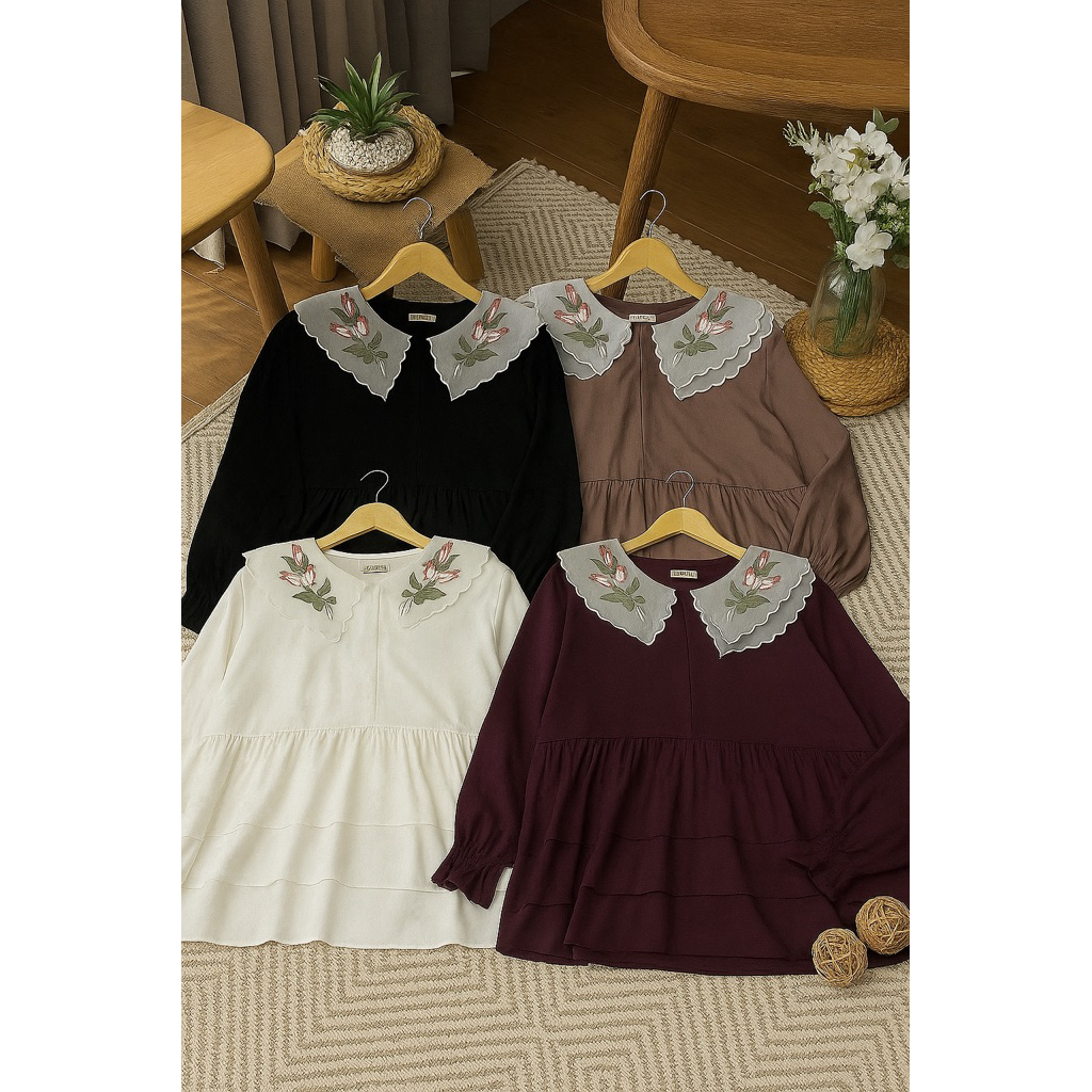 EMILY BLOUSE BORDIR RAYON TWILL POLOS KEKINIAN