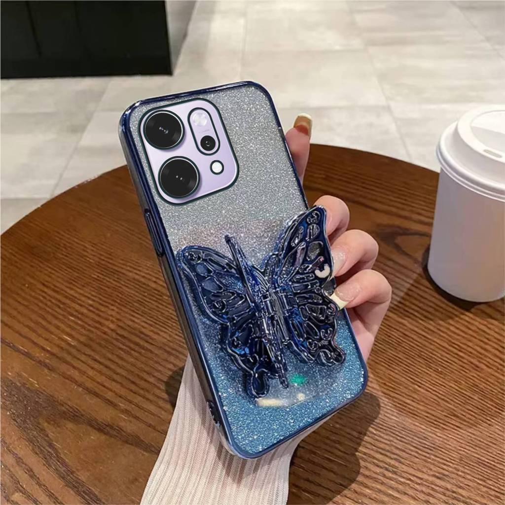 Casing Oppo Reno 14 5G SoftCase Luxury Glitter Butterfly