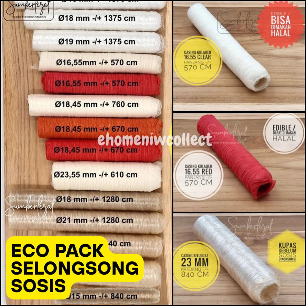 

Eco Pack - All Varian Selongsong Sosis Edible Collagen Sosis Skin Case, Halal Food Grade Asli