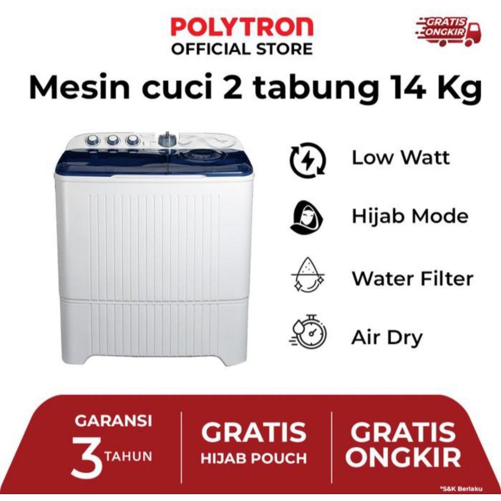 MESIN CUCI POLYTRON 14KG 2 TABUNG 14 KG PMW1403X MESINCUCI POLYTRON 14KG 2 TABUNG