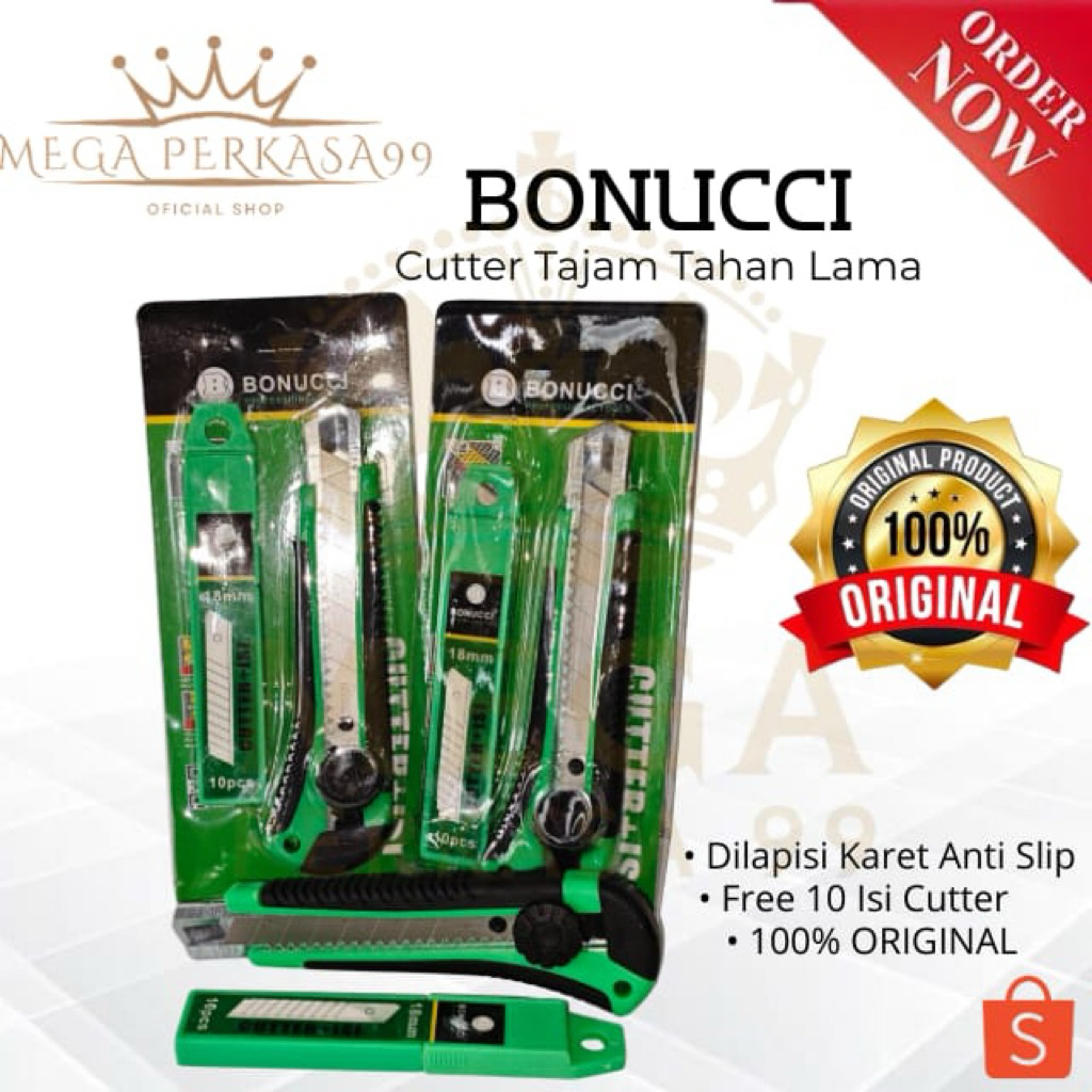 

Cutter BONUCCI Besar 18mm + 10 Refil Kater Besar