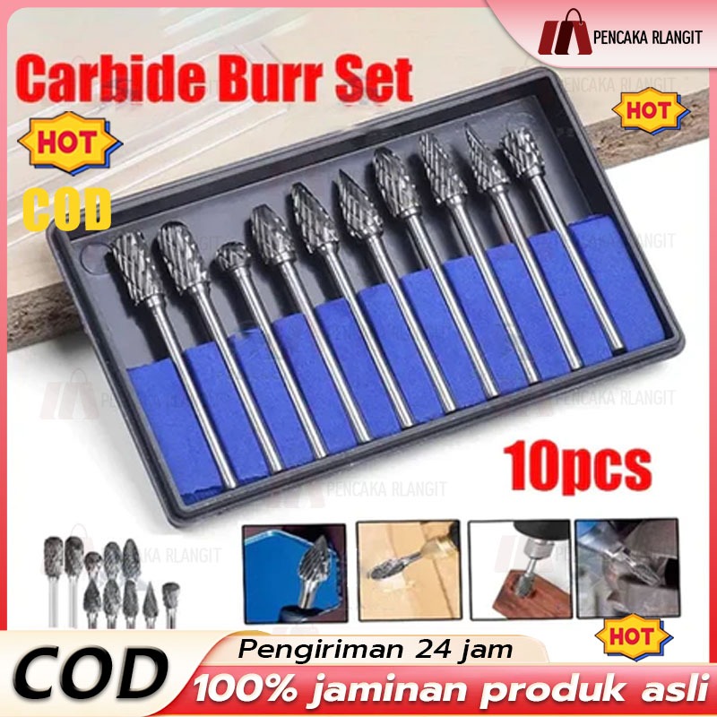 Mata Bor Tuner Porting 1 Set Lengkap Isi 10 PCS Cuner Porter Tungsten Carbide Untuk Melubangi Bubut 