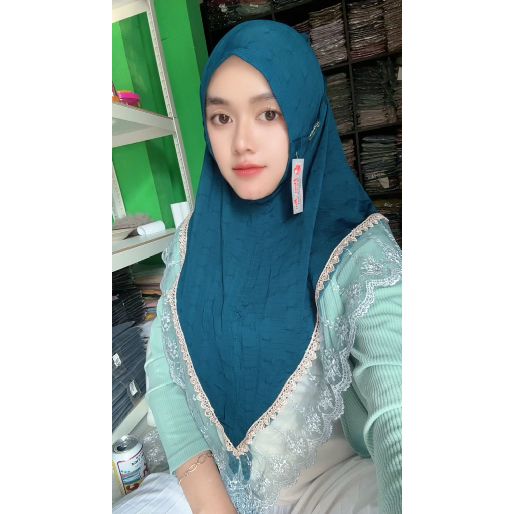 789 Jilbab Nonped Doa Ibu Renda Senada Jersey Casandra New/Hijab DOI ori By Bunyamin