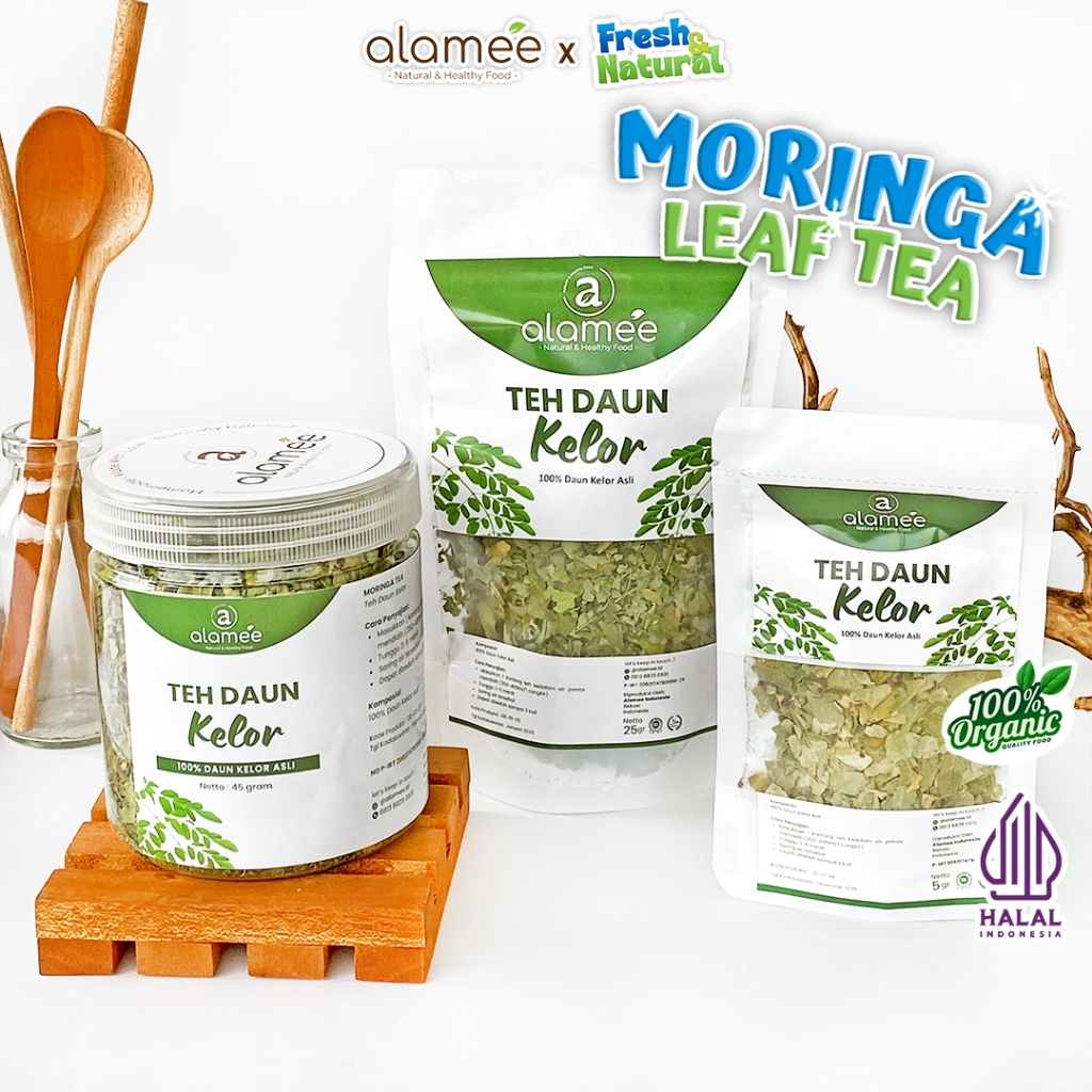 

ALAMEE Teh Daun Kelor Herbal Alami Moringa Tea Flower Asli Kering Organik fresh and natural