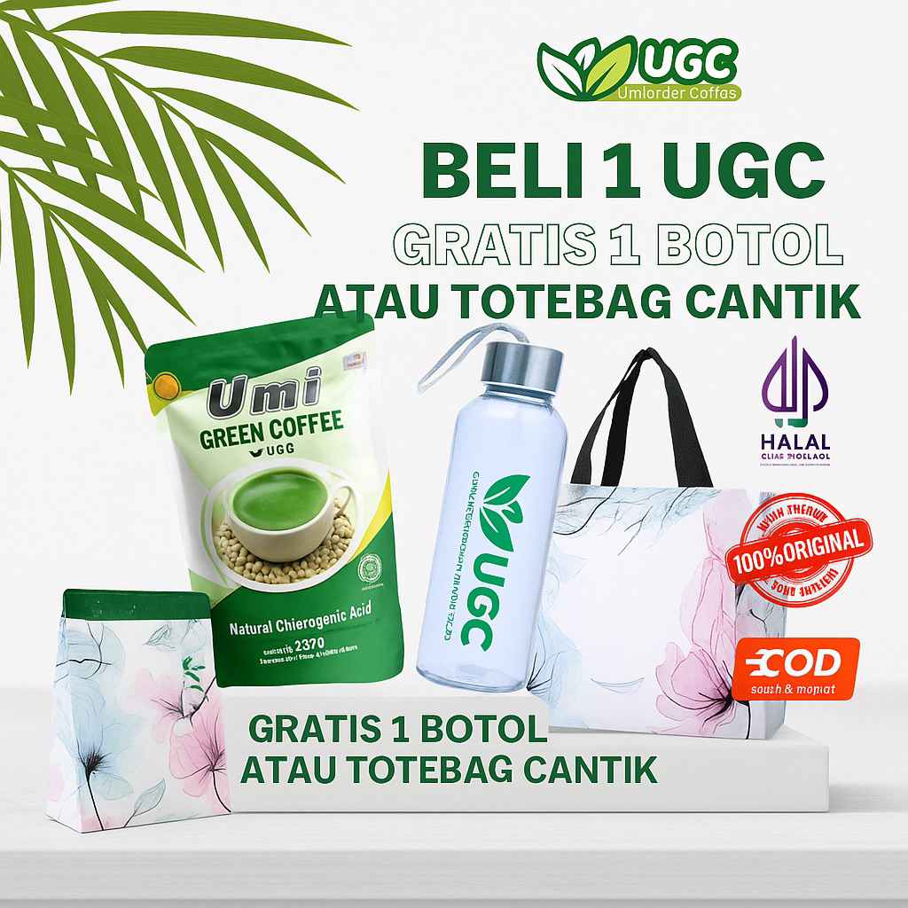 

[COD] Umi Green Coffee UGC Pelangsing & Kesehatan free botol dan Totebag Cantik