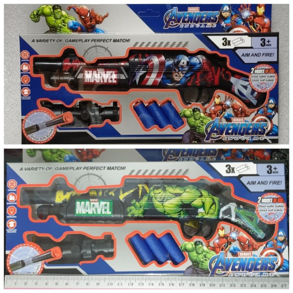 Pistol Soft Gun Avengers Mainan Pistolan Tembak Target Peluru Busa Karet Terbaru Termurah Terlaris K