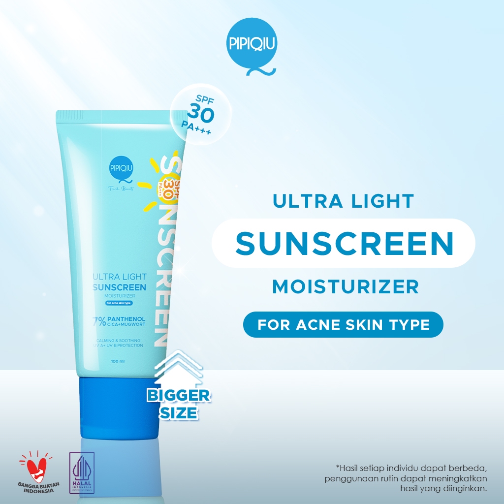 Pipiqiu Ultra Light Sunscreen Moisturizer Calming & Soothing SPF 30PA+++ | 100ml (PSPC)