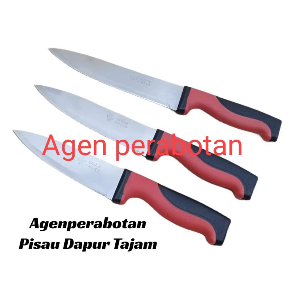 Pisau Dapur / Pisau Daging / Pisau Sayur Tajam Gagang Merah