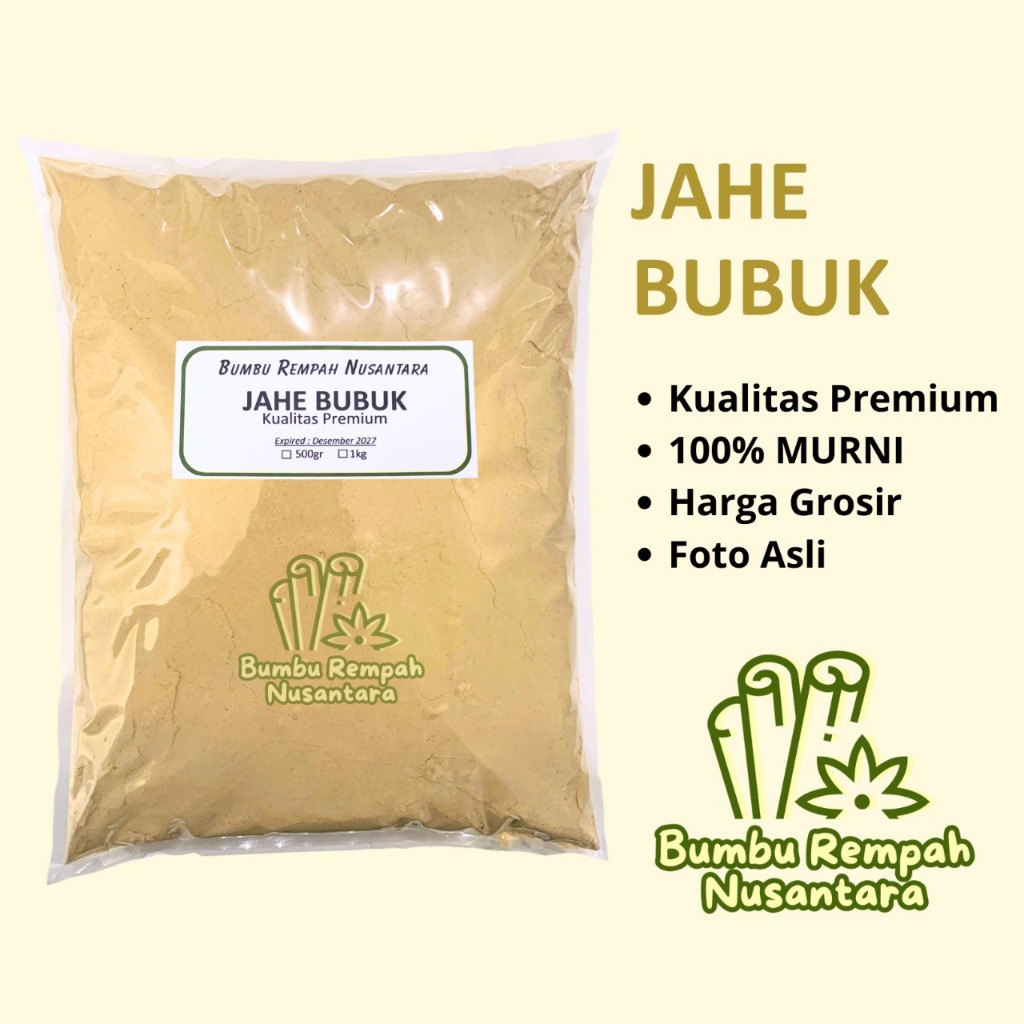 

Jahe bubuk 500g 1kg - Rempah Asli Murni | BUMBU REMPAH NUSANTARA | Bumbu Dapur Nusantara Grosir Murah