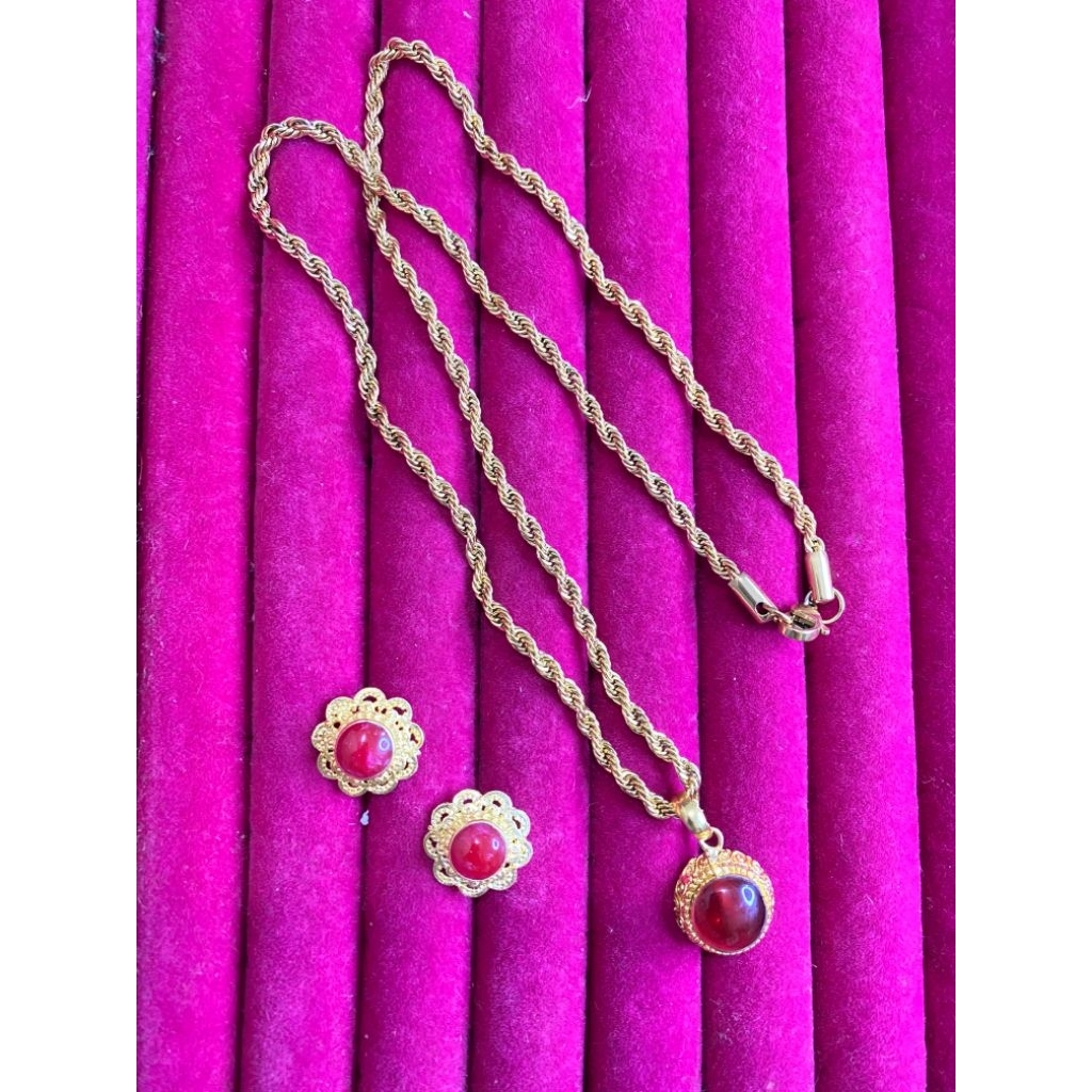 Set kalung giok/Set kalung giok kuningan terbaru