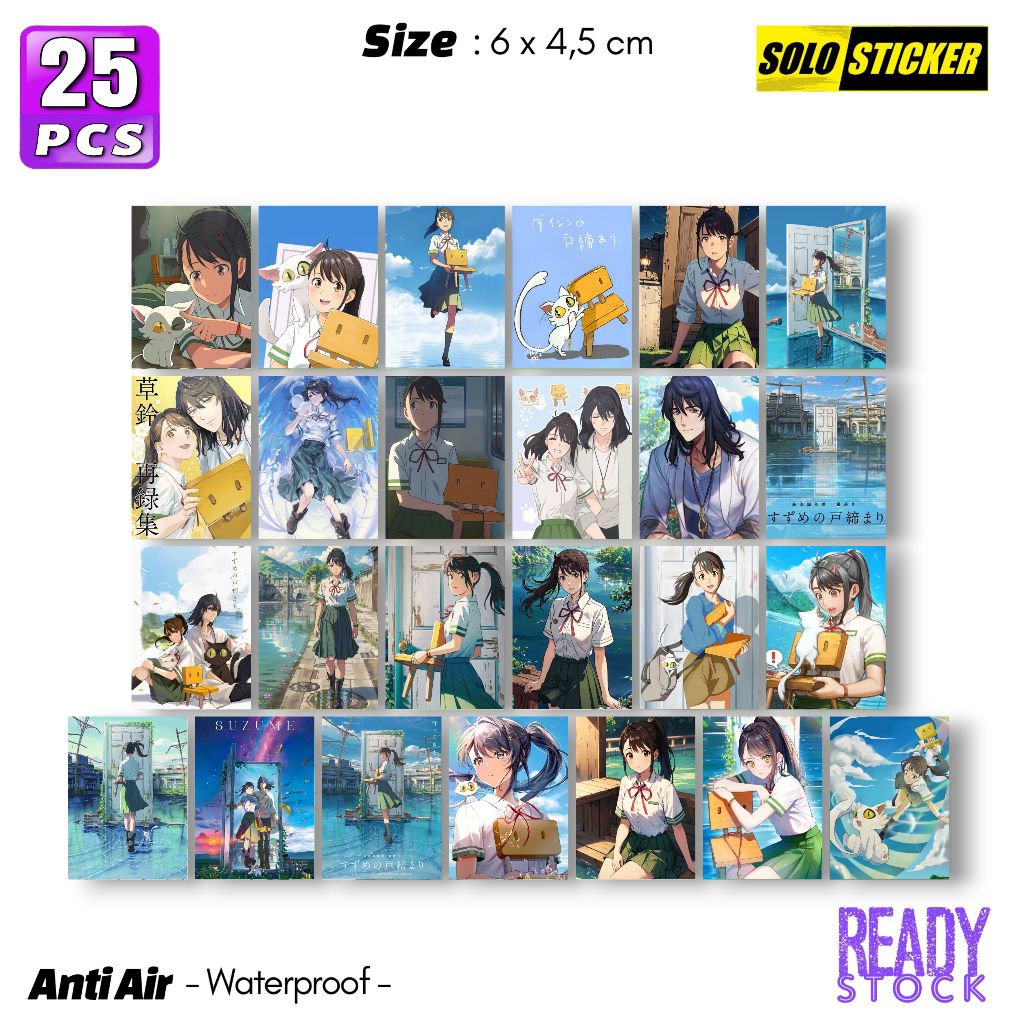 

Sticker Pack Anime Suzume No Tojimari Hologram Waterproof untuk Stiker Laptop Journal Diary Notebook
