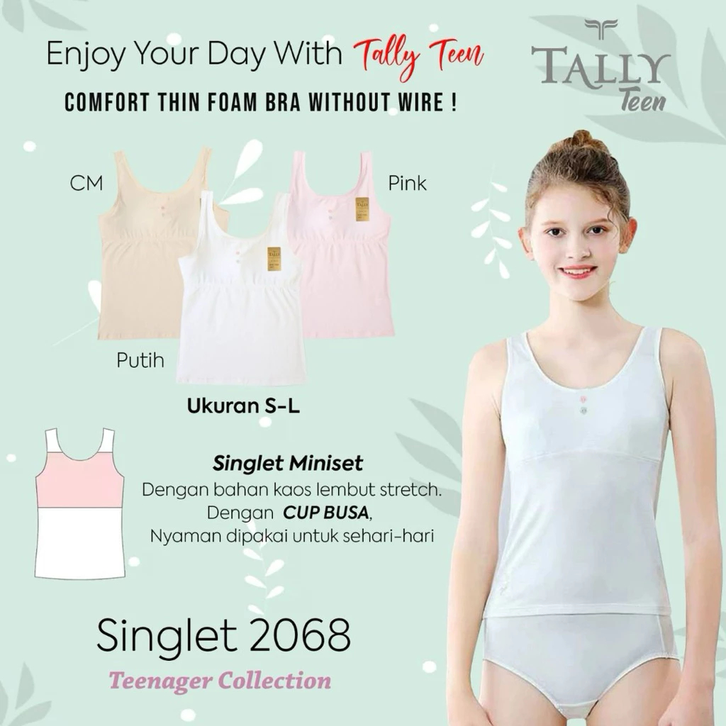 TALLY 2068 - SINGLET / TANKTOP ANAK PEREMPUAN DENGAN CUP BUSA / TANKTOP BUSA MERK TALLY SINGLET ANAK