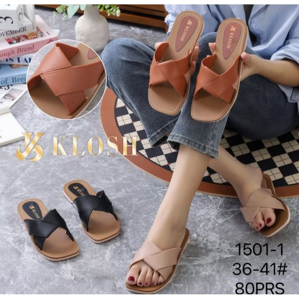 Sandal wanita slop jelly klosh lipat JSD 1501 / Sandal teplek anti air/ sandal ukuran 36 - 41