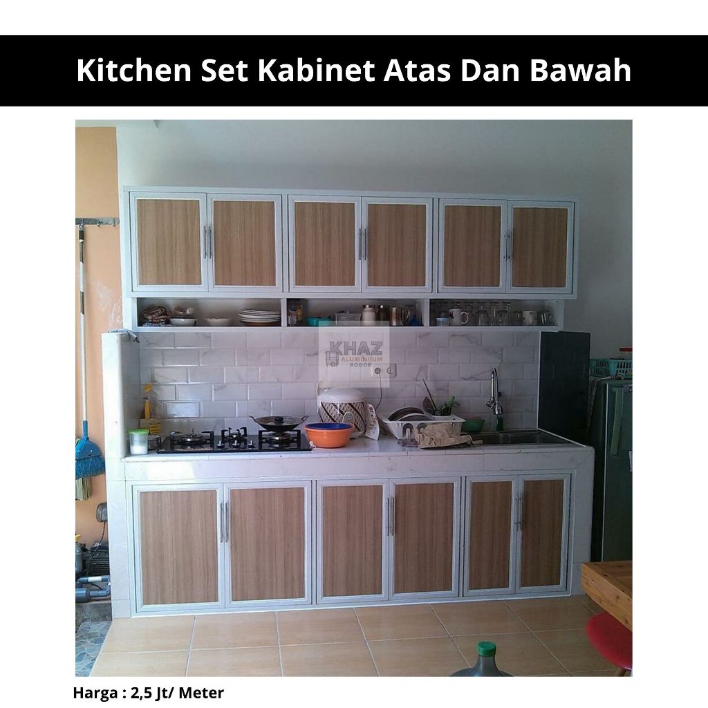 Kitchen Set Kabinet Atas dan Bawah Model Serat Kayu Harga Permeter