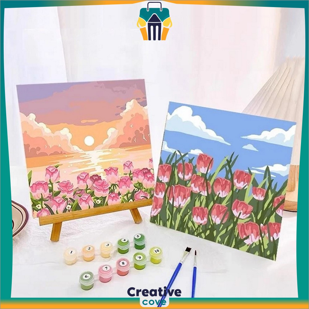 

EC Kanvas Siap Lukis Painting By Number Kit 20x20cm / DIY Canvas Digital Painting Acrylic Aesthetic Lukisan Bunga Pemandangan Creative Cove A110