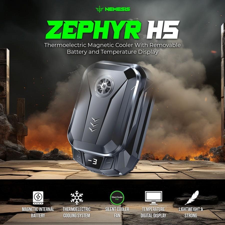 NYK Nemesis Zephyr H5 Phone Cooler Fan Handphone Coolingpad Gamepad Holder Pendingin HP Gaming