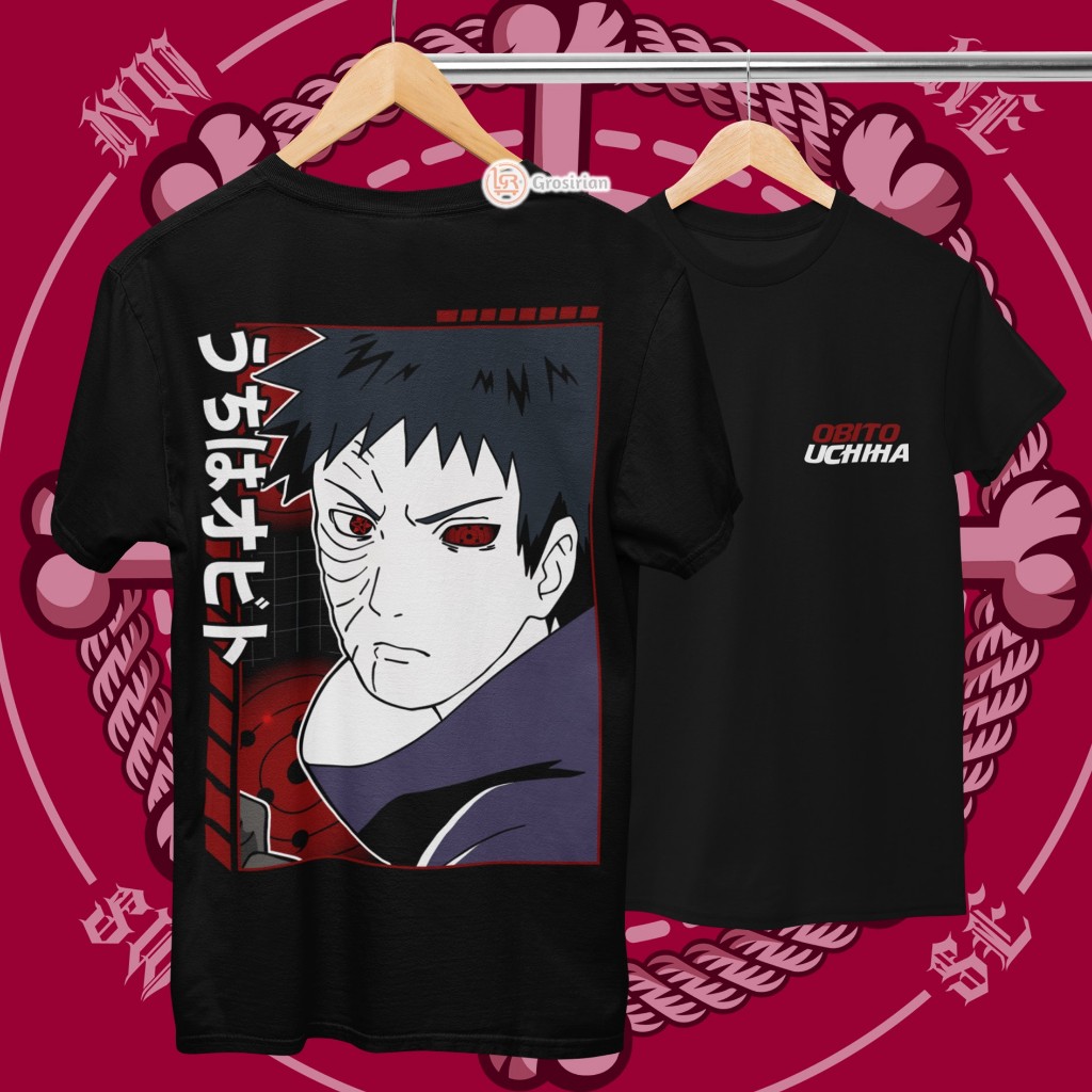 KAOS OBITO UCHIHA - KAOS BAJU ANIME NARUTO OBITO UCHIHA, KAOS SABLON, SABLON DTF