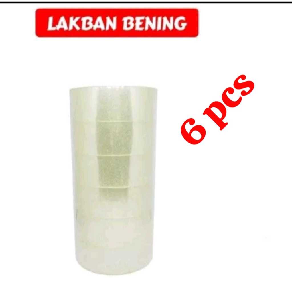 

( PAKET 6 PCS) LAKBAN BENING / OPP TAPE / LAKBAN PACKING / ISOLATIP CLEAR TAPE / ISOLASI