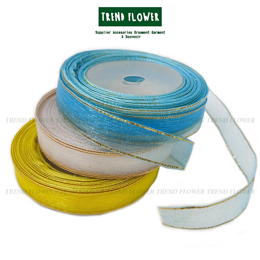 

[PER-1 SLOP] Pita 1/2 in ORGANDI Lis bahan organdi cetak per meter hiasan bunga aksesoris manik manik