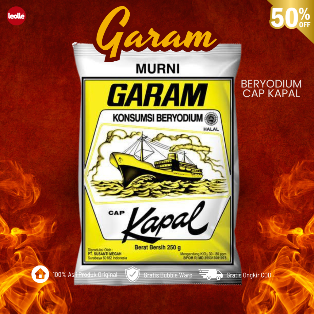 

Garam Cap Kapal Beryodium Asli 250gr