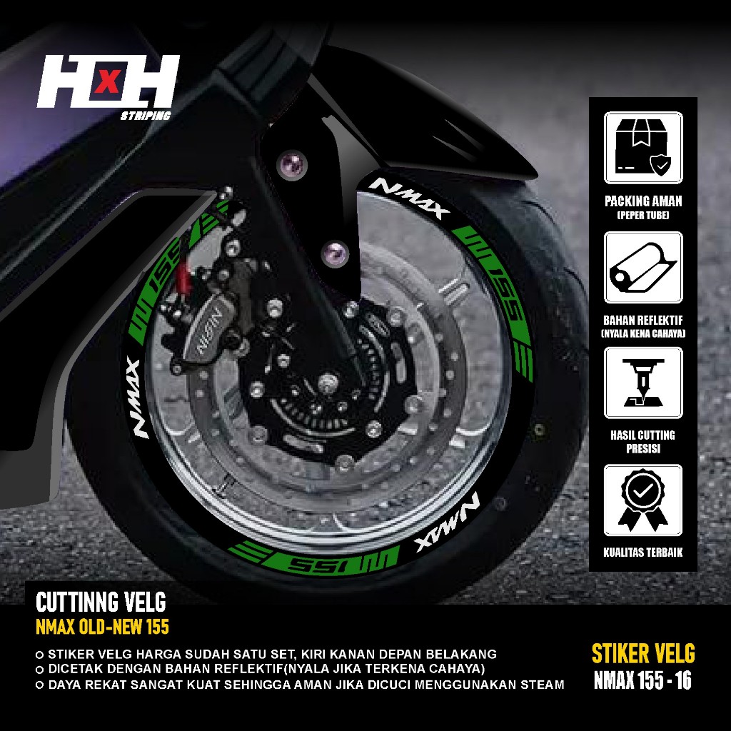 (COD) Cutting Sticker Velg yamaha Nmax 155 turbo connected Stiker Lis Variasi Ban velk nyala 16