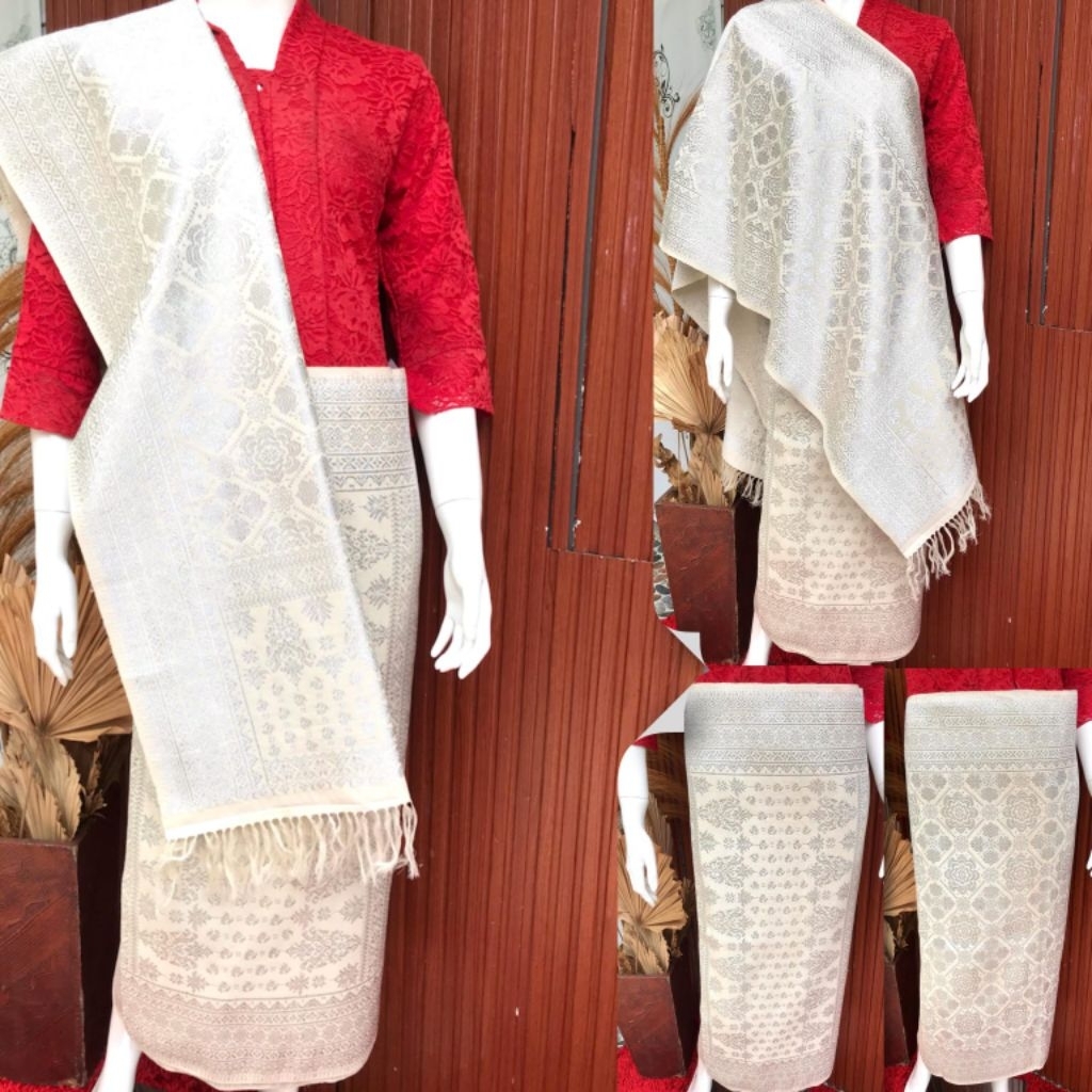 SONGKET PUTIH SUTRA / Songket TENUN ASLI / SONGKET LEPUS PUTIH BENANG SILVER ORI/ SONGKET EXCLUSIVE