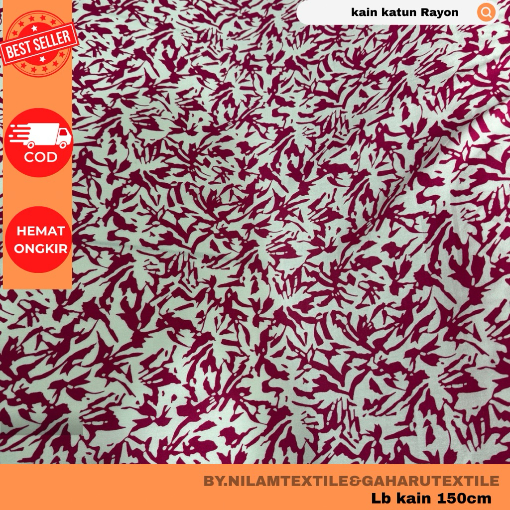 kain katun rayon/bahan rayon-rayon premium-rayon viscose-motif terbabru-kain/bahan meteran nilam