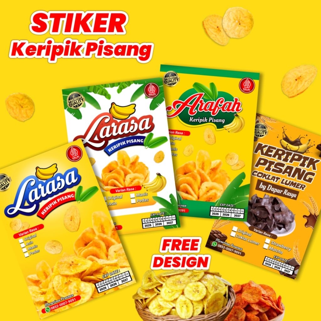 

( minimal order 100 pcs ) Stiker Keripik Pisang Stiker Keripik Pisang Lumer Stiker Pisang Coklat Stiker Pisang Stiker Keripik Stiker Banana Stiker Label Kemasan Stiker Jajan Stiker Snack