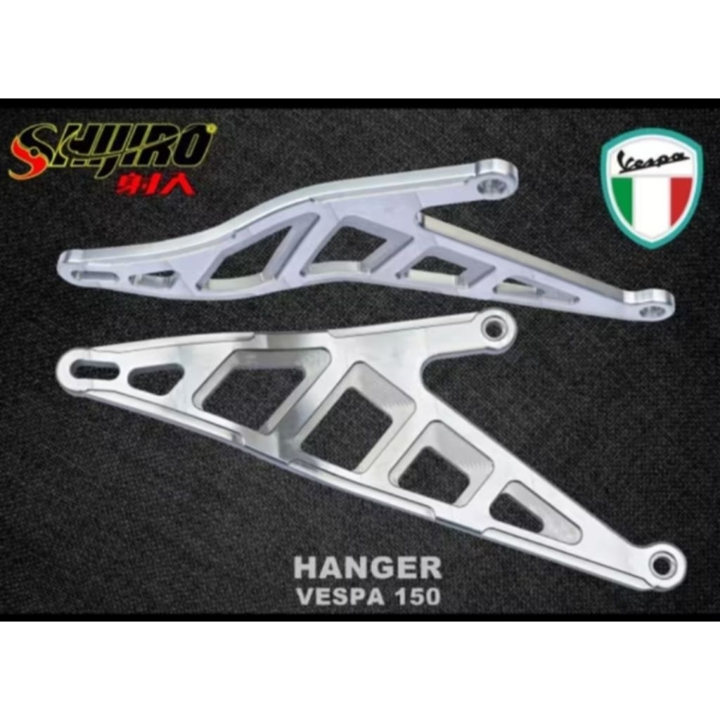 BREKET BRACKET HANGER VESPA MATIC KNALPOT SHIJIRO ALUMINIUM CNC PRIMAVERRA SPRINT IGET LX150 3V
