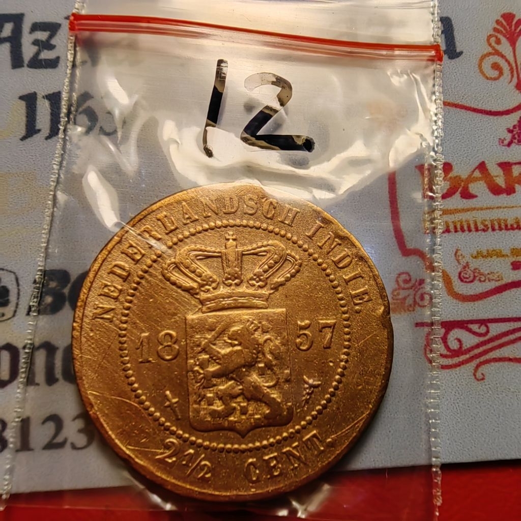 2,5 sen benggol tahun 1857 utuh sesuai foto no 12