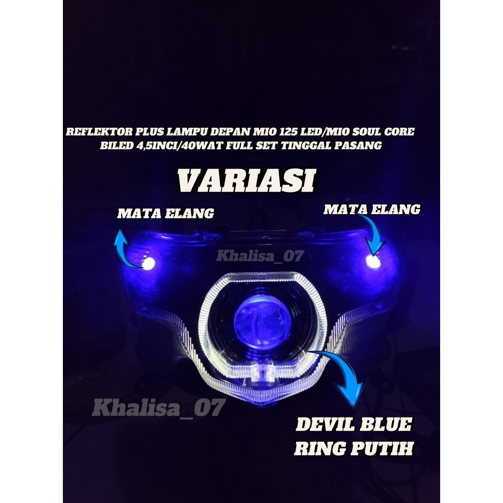 REFLEKTOR PLUS LAMPU DEPAN MIO SOUL CORE/MIO GT 125 VARIASI MATA ELANG CUSTOM FULL SET TINGGAL PASAN