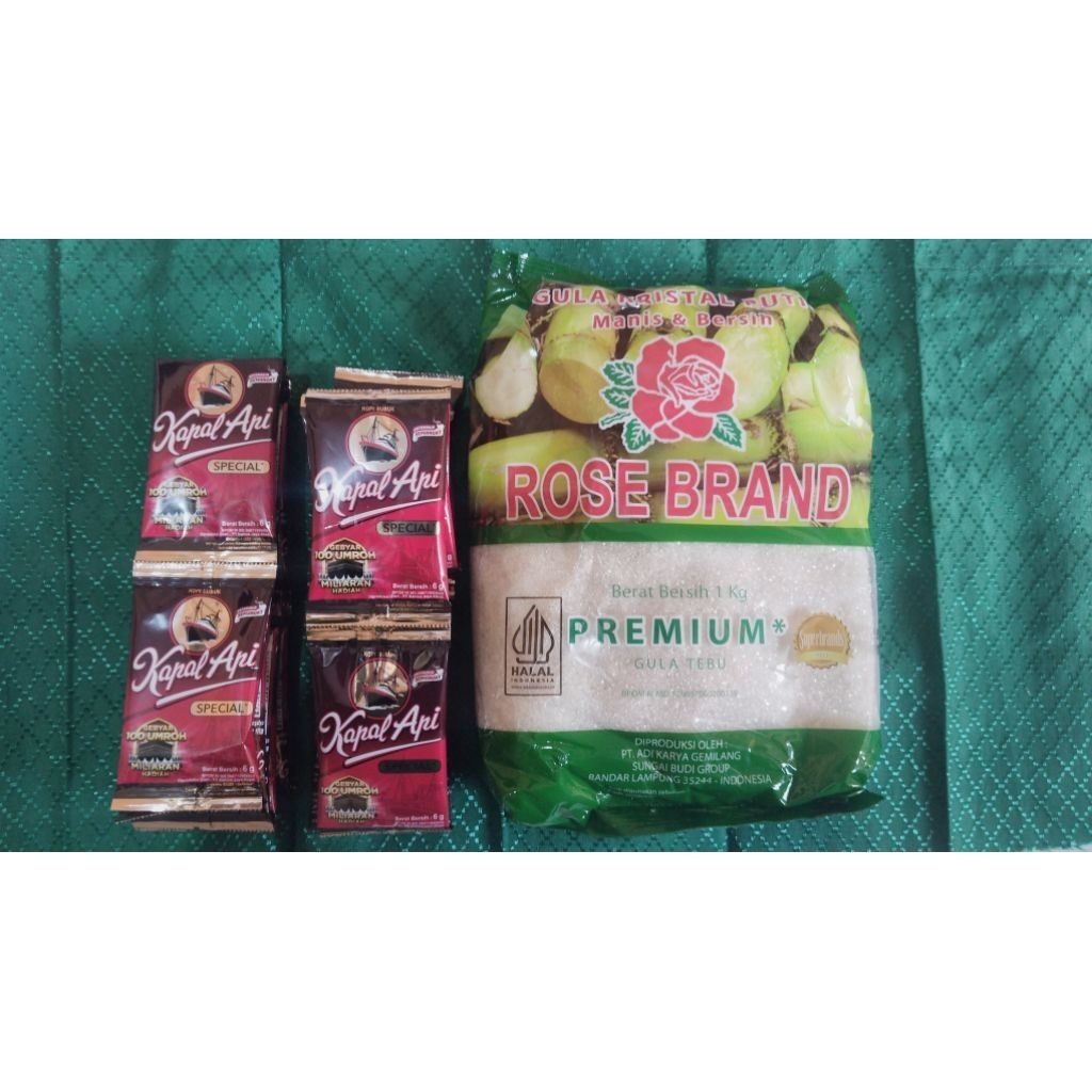 

Paket Hemat Gula Rose Brand 1kg + Kopi Hitam 2 Receng (20 Sachet)