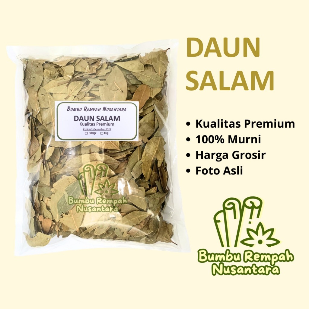 

Daun salam 500g 1kg - Rempah Asli Murni | BUMBU REMPAH NUSANTARA | Bumbu Dapur Nusantara Grosir Murah